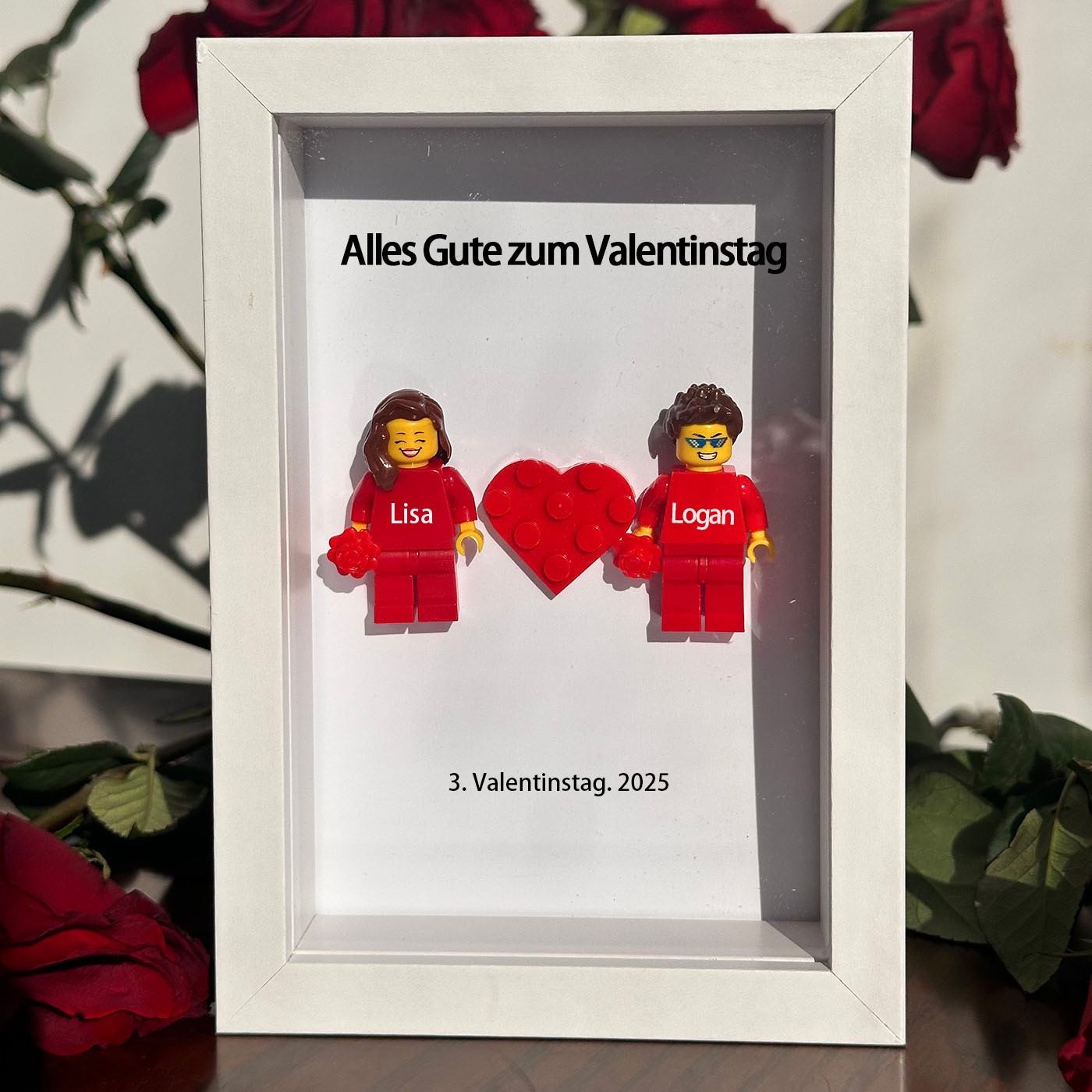 Personalisierten Minifigurenrahmen mit Namensgravur für Paare
