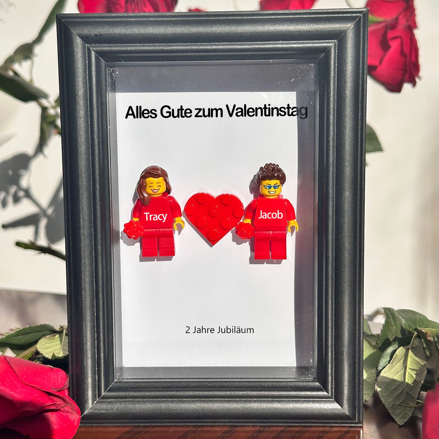Personalisierten Minifigurenrahmen mit Namensgravur für Paare