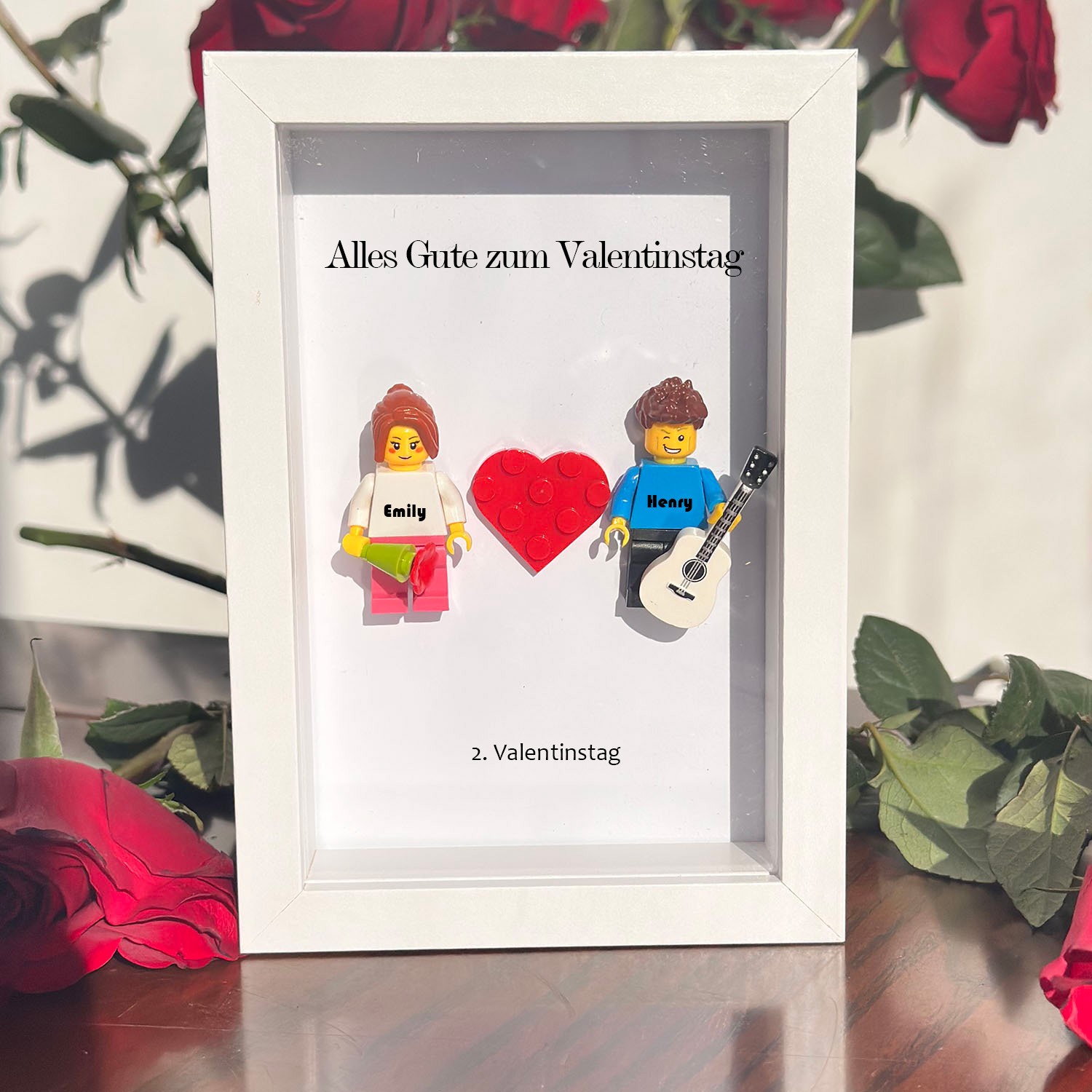 Personalisierten Minifigurenrahmen mit Namensgravur für Paare