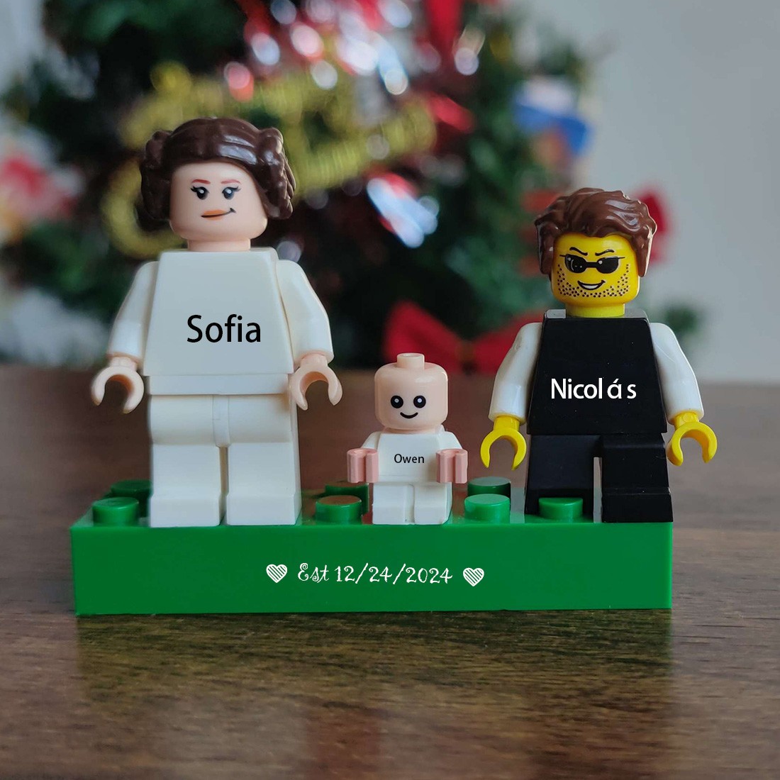 Unsere Familie Personalisierte Figuren auf personalisiertem Ziegelstein mit Haustieren Geschenk für Paare, für Freund, für Freundin, für Kinder