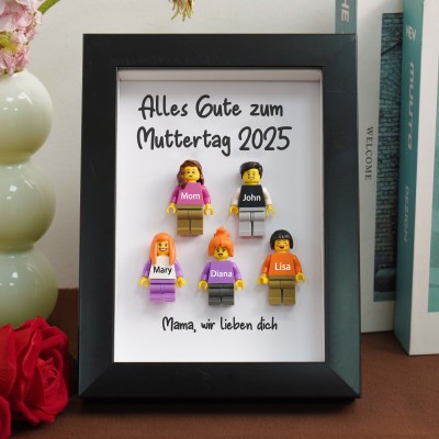 Mama hält uns zusammen Personalisierten Minifigurenrahmen mit Namensgravur für Paare