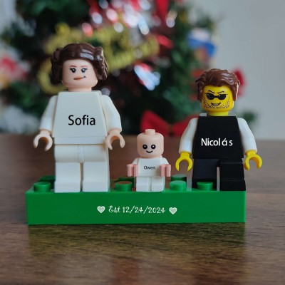 Unsere Familie Personalisierte Figuren auf personalisiertem Ziegelstein mit Haustieren Geschenk für Paare, für Freund, für Freundin, für Kinder