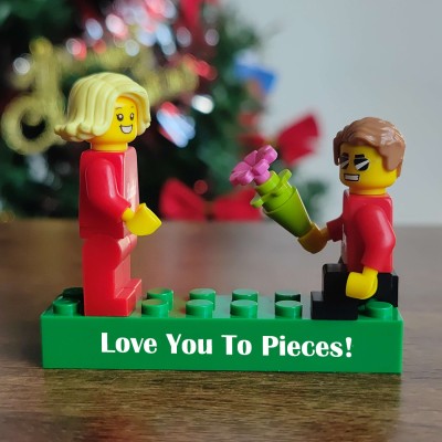 Love Grows Here Personalized figures on Personalized Brick With Pets Gift for Couple, for Boyfriend, for Girlfriend, for Kids
