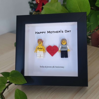 Geschenk für Liebhaber, für die Familie, personalisierte Namensfiguren in Sprichwörter-Fotorahmen mit rotem Herz