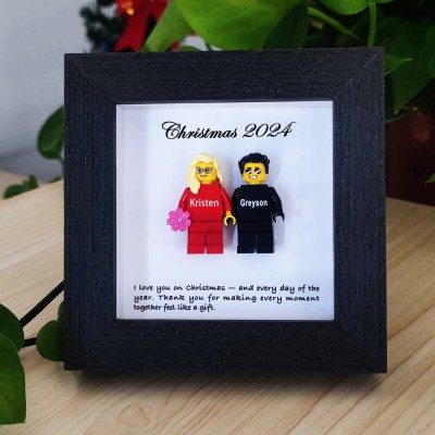 Weihnachten 2024, Frohe Weihnachten 2024, Personalisierte Namensfiguren in Sprichwörter-Fotorahmen mit rotem Herz