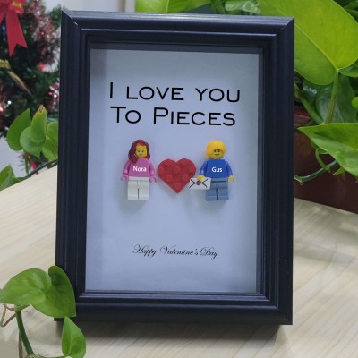 Ich liebe dich Erstellen Sie Ihren personalisierten Minifigurenrahmen mit Namensgravur für Paare