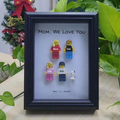 Mama, wir lieben dich, Erstellen Sie Ihren personalisierten Minifigurenrahmen mit Namensgravur für Paare