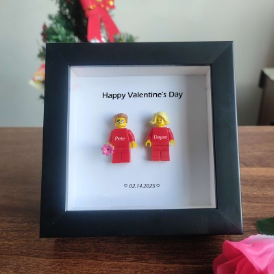 Schönen Valentinstag Erstellen Sie Ihren personalisierten Minifigurenrahmen mit Namensgravur für Paare