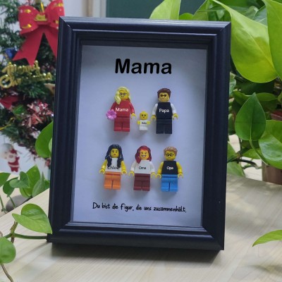 Mama, Du bist die Figur, die uns zusammenhält.Personalisierten Minifigurenrahmen mit Namensgravur für Paare