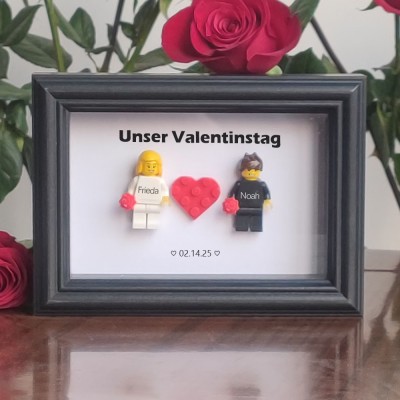 [Heute 50 % Rabatt]Ich liebe dich über alles Erstellen Sie Ihren personalisierten Minifigurenrahmen mit Namensgravur für Paare