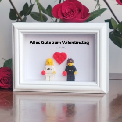 Erstellen Sie Ihren personalisierten Minifigurenrahmen mit Namensgravur für Paare