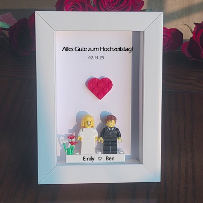 Erstellen Sie Ihren personalisierten Minifigurenrahmen mit Namensgravur für Paare