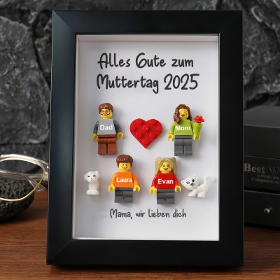 Mama hält uns zusammen Personalisierten Minifigurenrahmen mit Namensgravur für Paare