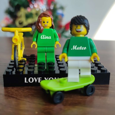 Love You Forever Personalisierte Figuren auf personalisiertem Ziegelstein mit Haustieren Geschenk für Paare, für Freund, für Freundin, für Kinder