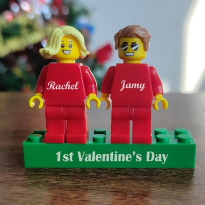 Love Grows Here Personalized figures on Personalized Brick With Pets Gift for Couple, for Boyfriend, for Girlfriend, for Kids