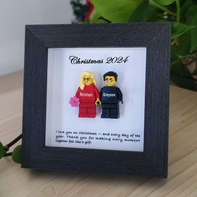 Weihnachten 2024, Frohe Weihnachten 2024, Personalisierte Namensfiguren in Sprichwörter-Fotorahmen mit rotem Herz