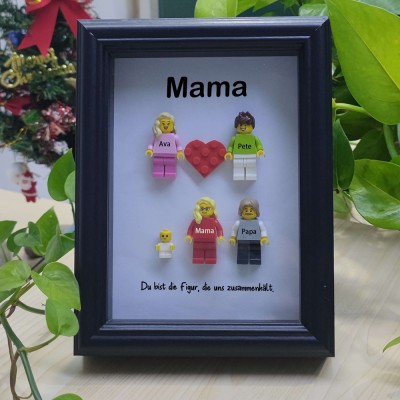 Mama, Du bist die Figur, die uns zusammenhält.Personalisierten Minifigurenrahmen mit Namensgravur für Paare