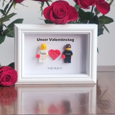 [Heute 50 % Rabatt]Ich liebe dich über alles Erstellen Sie Ihren personalisierten Minifigurenrahmen mit Namensgravur für Paare