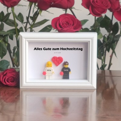 Erstellen Sie Ihren personalisierten Minifigurenrahmen mit Namensgravur für Paare