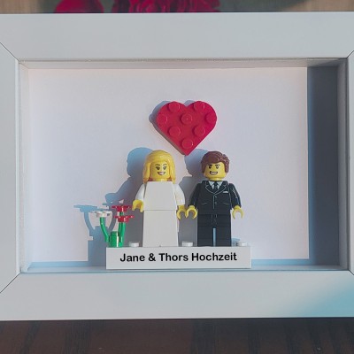 Erstellen Sie Ihren personalisierten Minifigurenrahmen mit Namensgravur für Paare