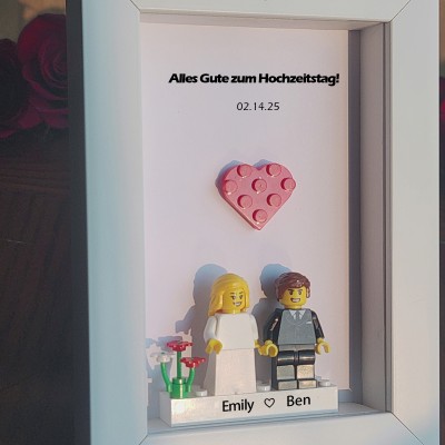 Erstellen Sie Ihren personalisierten Minifigurenrahmen mit Namensgravur für Paare