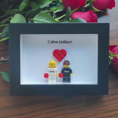 Erstellen Sie Ihren personalisierten Minifigurenrahmen mit Namensgravur für Paare